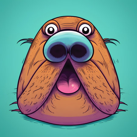 Vector illustration of a funny dog with big eyes in cartoon style.の素材