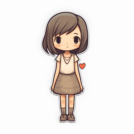 Cute little girl cartoon vector illustration. Vector illustration of a cute little girl.の素材