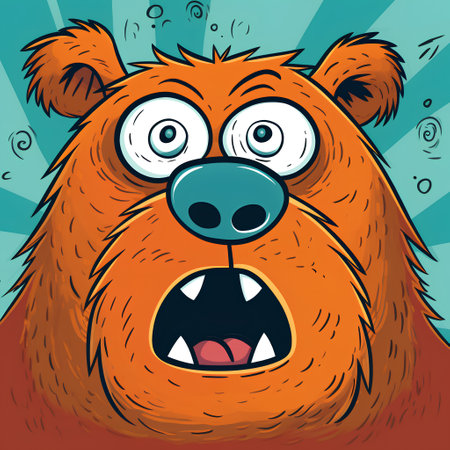 Angry cartoon bear. Vector illustration of a bear with big eyes.の素材