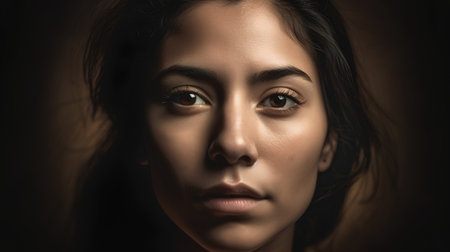 Portrait of a beautiful asian woman looking at camera, closeupの素材