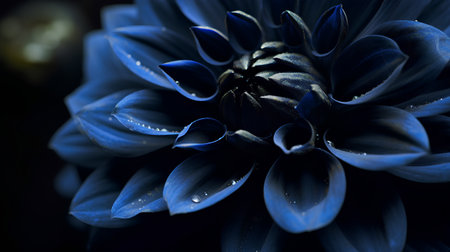 Beautiful dark blue dahlia flower close-up macro photographyの素材