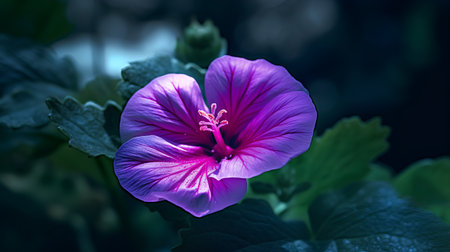 Beautiful purple flower on a dark background. Close-up.の素材
