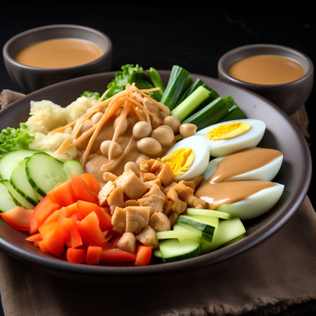 Asian food (Sukiyaki) with tofu, boiled egg and vegetablesの素材