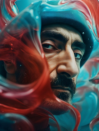 Portrait of a man with a beard and moustache.の素材