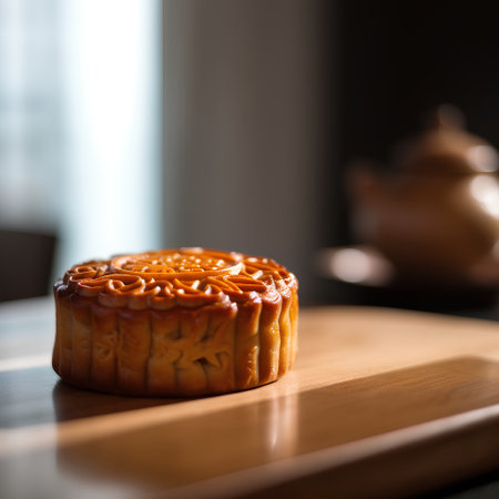 Moon cake, Chinese mid-autumn festival food, selective focusの素材