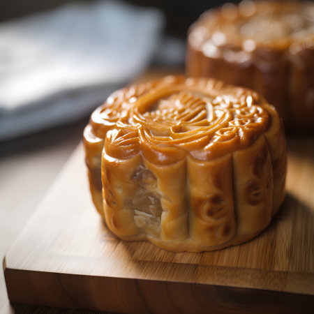 Moon cake, Chinese mid-autumn festival food, closeupの素材