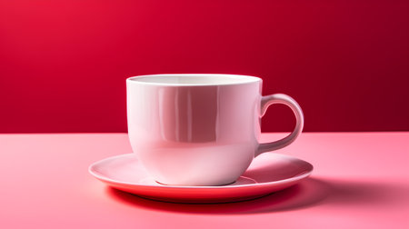 Cup of coffee on a pink background. 3d render.の素材