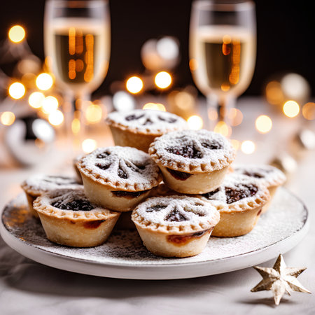 Mini tartlets with raisins and chocolate, selective focus.の素材