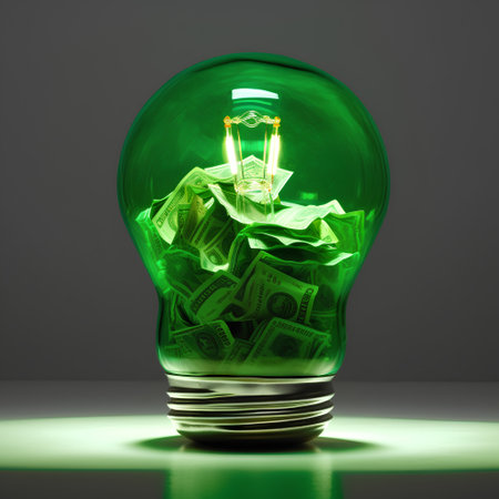 Glass lightbulb with dollar bills inside. 3D rendering.の素材