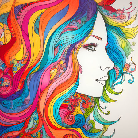 Beautiful girl with long hair. Vector illustration for your design.の素材