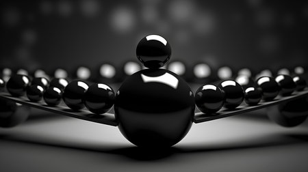 Black and white 3d render of a chess pawn standing out from the crowdの素材