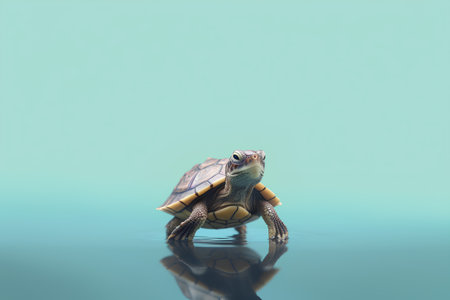 turtle in the water on a blue background. 3d renderの素材