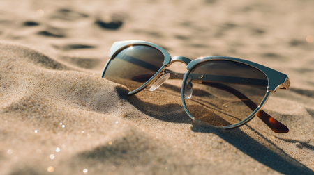 Sunglasses on the beach. Selective focus. nature.の素材