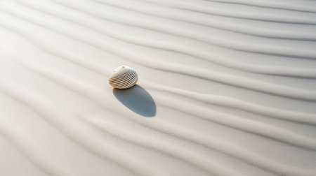 White sand dunes with a shell in the shape of a waveの素材