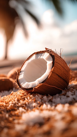 Coconut on the beach. Selective focus. nature.の素材