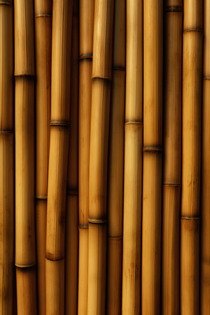Bamboo background or texture. Close up of a bamboo wall.の素材