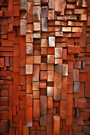 Background of red brick wall texture for interior exterior decoration and industrial construction concept design.の素材