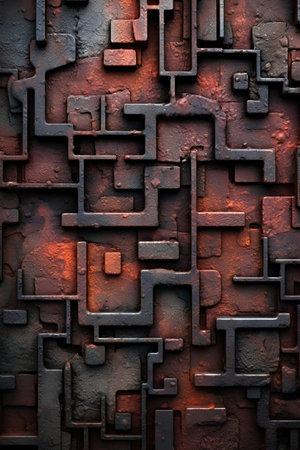 Rusty metal grid. Computer generated 3D photo rendering illustration.の素材