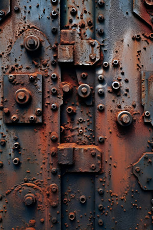 Rusty metal background with rivets and bolts, industrial grunge backgroundの素材
