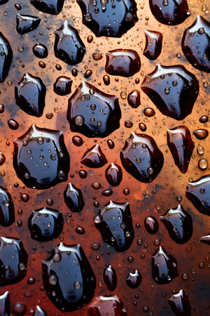 Water drops on metal surface. Abstract background and texture for design.の素材