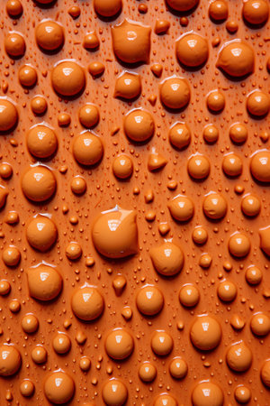 Water drops on orange background. Abstract texture and pattern for design.の素材