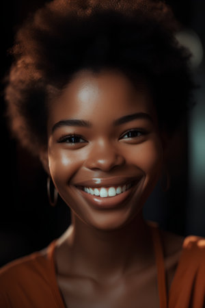 Portrait of a beautiful young african american woman smiling.の素材