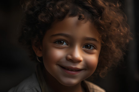 Portrait of a cute african american little girl with curly hairの素材