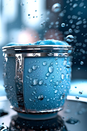Cup of coffee with water drops on the glass. 3d renderingの素材