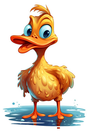 Cute cartoon duck on a white background. Vector illustration for your designの素材