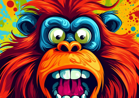 Funny face of a monkey. Vector illustration for your design.の素材