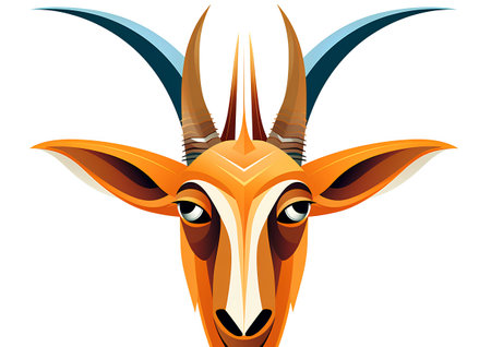 Vector image of a gazelle head on a white background.の素材
