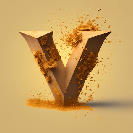 Grunge orange sand letter Y lowercase. 3D Render Illustrationの素材