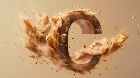 Burning number 0. Digit zero with explosion of particles. 3d illustrationの素材