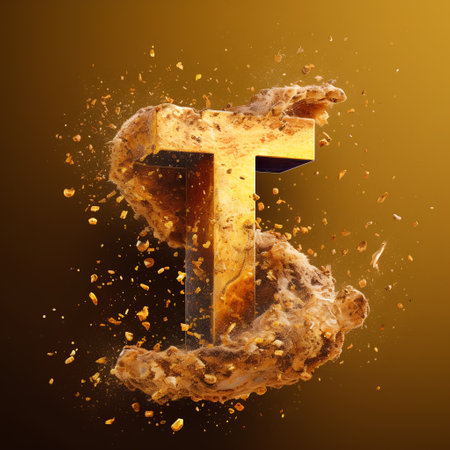 Falling letter of the alphabet. Digitally generated image. 3D rendering.の素材