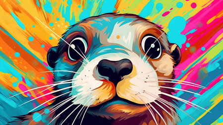 Portrait of a seal on a colorful background. Vector illustration.の素材