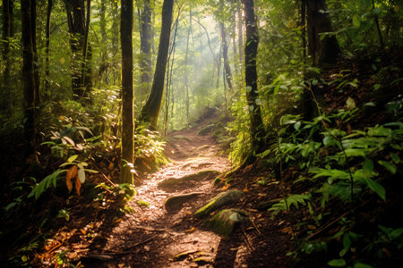 Hiking trail in the rainforest of Doi Inthanon National Park, Thailandの素材