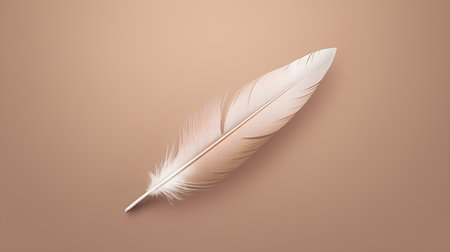 Realistic feather on brown background. Vector illustration for your design.の素材