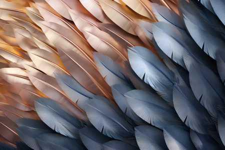 Beautiful feathers as a background, close-up. 3D illustrationの素材