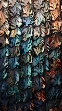 Abstract background with feathers. Multicolored feathers. 3d renderingの素材