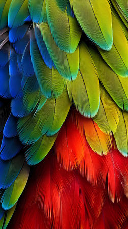 Beautiful Scarlet Macaw (Ara ararauna) feathers backgroundの素材