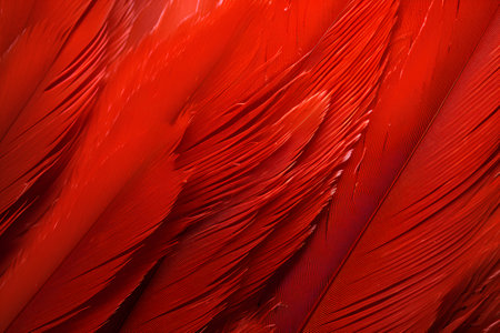 close up of red bird feathers texture as a background. soft focusの素材
