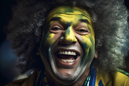 Portrait of an african american man with a painted faceの素材