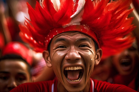Unidentified man in traditional costume at the annual Thaipusam festival.の素材