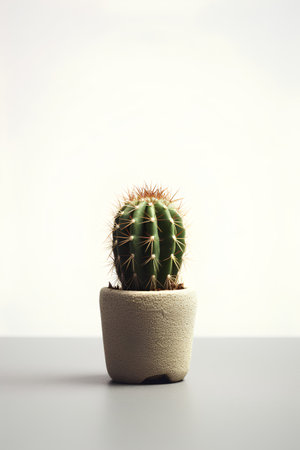 Cactus in pot on white background. Minimalistic style.の素材