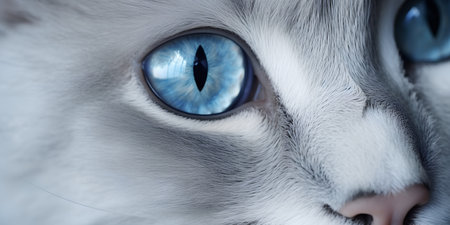 Close-up of a cat's eye. Blue eyes of the cat.の素材