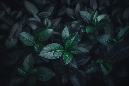 Green leaves background with copy space for text or image. Nature and environment concept.の素材