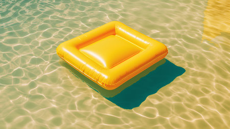 Yellow inflatable ring floating in a swimming pool. 3d renderingの素材