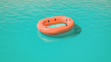Inflatable ring floating on turquoise water. 3d renderの素材