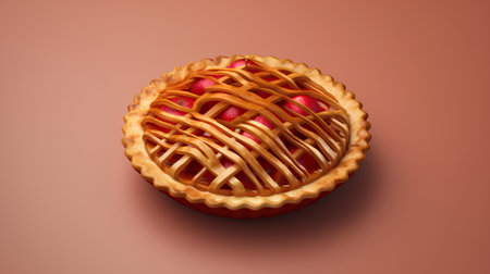 Raspberry tart isolated on brown background. 3d render illustration.の素材