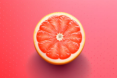 Half of grapefruit on pink background with dots, vector illustration.の素材